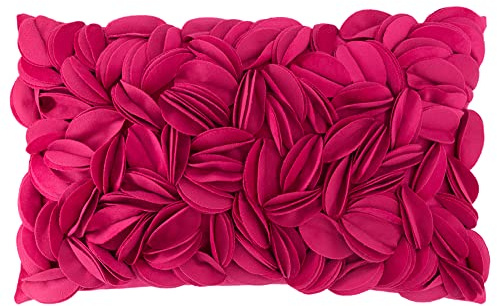 KINGROSE 3D Flower Cushion Cover Home Decorative Throw Pillow Cover Rectangular Pillowcase Sham for Couch Bed Living Room Sofa 12 x 20 Inches Velvet Rose Red
