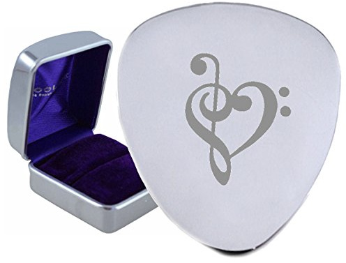 Musik Herz Valentine Stahl Gitarre Plektrum – optional Text Gravur auf Karton