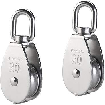 IMAGINE M20 single silver Pulleiys block 304 stainless steel single wheel wirerope traction trolley crane swivel hook loading pulley 75kg