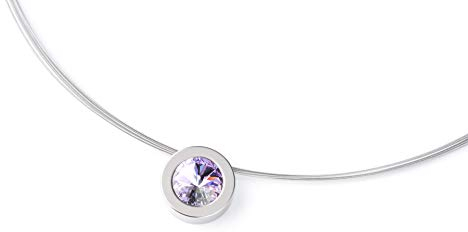 TIABELLE – Collier LARA aus Titan mit funkelndem Swarovski® Kristall – Silberfarbene Kette für Damen – allergenfrei & hautverträglich – Handmade in Germany (L=45cm | 15,9mm ø | Vitrail Light)