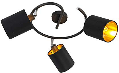 Qazqa - Moderne Deckenleuchte I Deckenlampe I Lampe I Leuchte schwarz - LoftyI 3-flammig I Wohnzimmer I Schlafzimmer - Textil Zylinder I Rund - LED geeignet E14