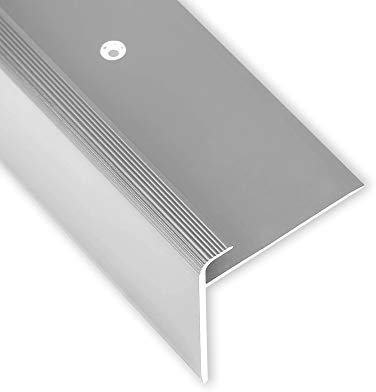 Toolerando Treppenkantenprofil F-Form Abschlussprofil, aus Aluminium, Schraubmontage, Länge 100 cm, Silber