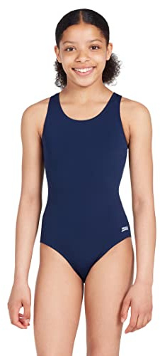 Zoggs Junior Girls Ecolast + Cottesloe Sportsback Swimwear, Navy, 26, Age 6 to 7 Years