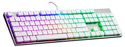 Cooler Master SK650 White Limited Edition Mechanical Keyboard with Cherry MX Low Profile RGB Switches in Brushed Aluminum Design, Full