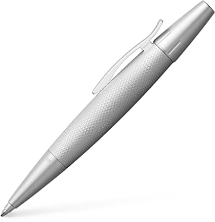 Faber-Castell - Kugelschreiber e-motion Pure Silver, Mine B | Hochwertiges Design in Silber mit Großraummine und Geschenkverpackung