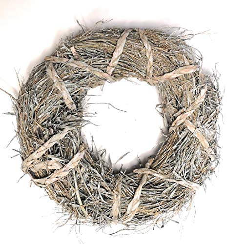 Türkranz Tischkranz ca. 40cm Schilf Schilfgras Grau Natur weiß gewaschen Shabby Landhaus [52367]