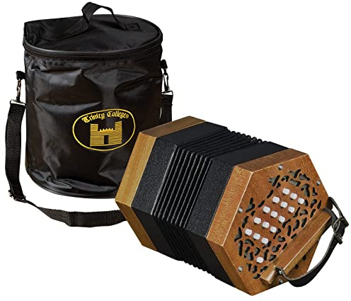 Trinity College AP-1230A Anglo-Style Concertina – Walnut Finish, 30 Buttons, 1½ Octave Range, Chromatic Tuning, Travel Bag Included