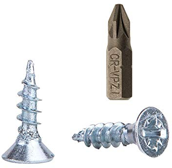 (Pack of 100 pcs) Zinc Plated Steel Wood Screws 3.5 x 13 mm, Pozi-drive Head Screws, Fasteners, Countersunk, Chipboard Screws (100)