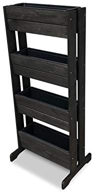 GartenDepot24 stabiles Frühbeet Vertikalbeet Kräuterbeet Hochbeet Trennwand aus Holz mit Pflanzfolie - B54 x T40/20 x H125 cm grau
