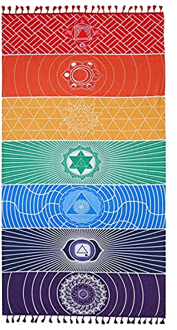 Bssowe Manta Mandala para Colgar en la Pared, Tapiz Mandala Colorido, Tapiz Pared Yoga, Toalla de Playa 7 Chakra, para Tapices, Mantas De Pared, Toallas de Playa, Mantas Decorativas, Toallas de Cojín
