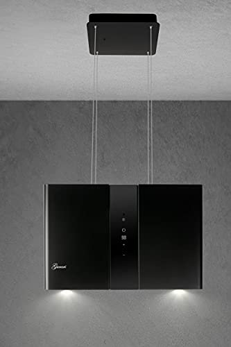 GURARI Inselhaube Umluft GCH I 331 45 BL PRIME • Freihängend Schwarze Dunstabzugshaube Insel Decke 45 cm • 1000 m³/h • LED • Touch-Steuerung • Fernbedienung • Timer • Deckenhaube Umlufthaube