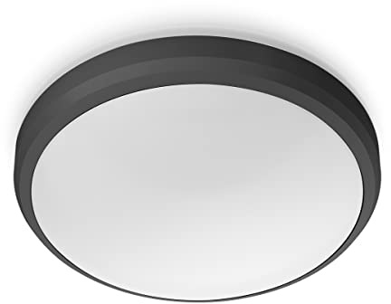 Philips LED Doris Outdoor Ceiling Light 6W [Cool White - Black] Water Resistant IP54, for Garden, Patio and Terrace Lighting.