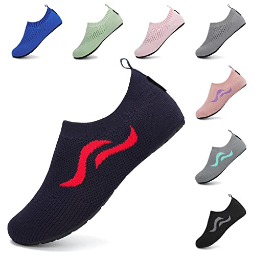 SAGUARO Herren Badeschuhe Damen Strandschuhe rutschfest Schwimmschuhe Männer Atmungsaktiv Neoprenschuhe Frauen Aqua Wassersport Sommer Dunkelblau 40/41 EU