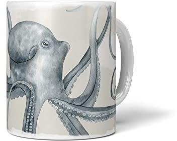 Paul Sinus Dekorative Tasse mit schönem Motiv Oktopus Aquarell Vintage Wasserfarben Kunstvoll Pastelltöne