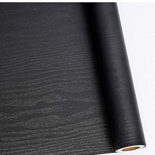 Abyssaly Carta Adesiva per Mobili Legno, Pellicola Adesiva per Mobili Nero, Carta da Parati Impermeabile PVC Rivestimento per Decorare Cucina Armadio 40cmX300cm