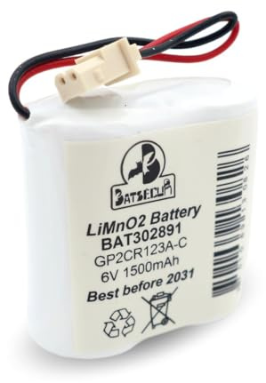 BATSÉCUR - Pile Alarme BAT302891 Compatible Visonic GP2CR123A, 103-302891, 103-302915, GP2CR123A-C et BENTEL BW-BAT891-6V 1500mAh LiMnO2