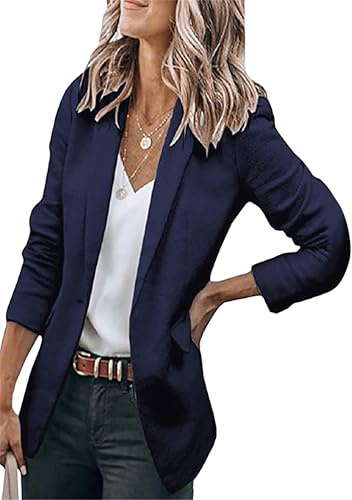 EFOFEI Damen Leichte Bürojacke Einreihig Anzug Tailo Strickjacke Blazer Revers Vorne Offen Anzug Mantel