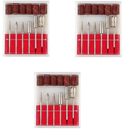 LZZEM3 Pack Nail Grinding Bits Diamond Nail Bits Set Nail File Bits Nail Drill Accessories for Electric Nail Files Drill Machine Polish Nails