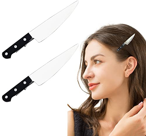 Lot de 2 mini pinces à cheveux en acrylique pour femme - Style punk créatif hip-hop - Pour cosplay, fête d'Halloween