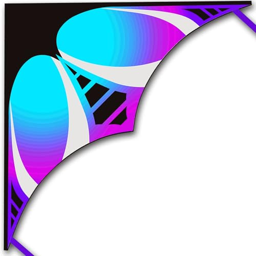 HONBO Delta Drachen Flugdrachen für Kinder und Erwachsene, extrem einfach zu Fliegender Drachenfür Anfänger mit Bändern und 300 Fuß Drachenschnur (Blue)