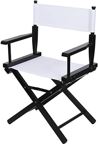 MIYUEWU 18 Faltbarer Massivholz-Make-up-Stuhl,zusammenklappbarer Outdoor-Künstler tragbarer Regiestuhl professionelles Schönheitswerkzeug Make-up-Zubehör,Weiß