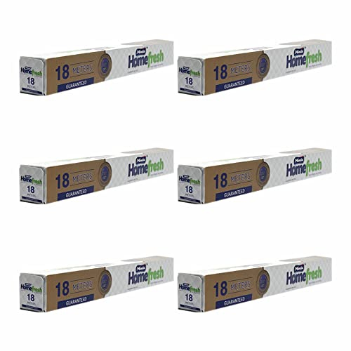 Pack of 6 Rolls - Aluminium Foil Paper Tin Foil Recyclable Aluminium Sandwich Sheet Wrapping Paper Foil Wrap Food Service Catering Great for Grilling Baking Roasting - 10 Micron 29.5cm x 18m,