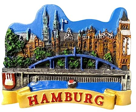 Hamburg Deutschland Kühlschrankmagnet Reise Souvenir 3D Kühlschrank Deko Magnetaufkleber Basteln Kollektion