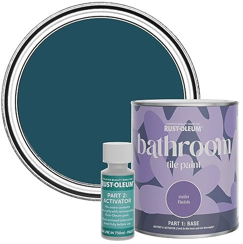 Rust-Oleum wasserfeste dunkelblau Fliesenfarbe für Badezimmer in Seidenglanz Finish - Uniformblau 750ML