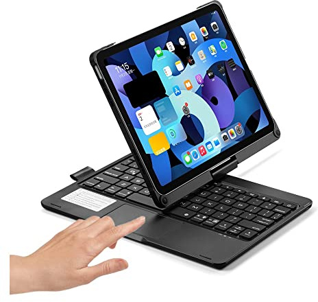 HENGHUI 360° Rotatable Touch Keyboard for iPad Air 11 inch, iPad Air 5th 4th Generation 10.9, iPad Pro 11 4th/3rd/2nd/1st Gen Backlight Trackpad Foldable Keyboard Case Integrated Cover,Black