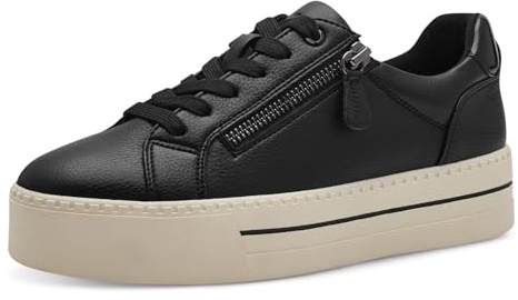 Jana Women’s Platform Sneakers with Zip Vegan, Black Patent, 6 UK