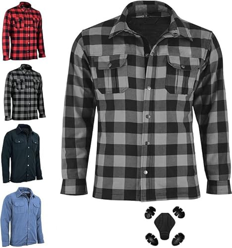 Vaster Moto Motorradhemd für Herren, hergestellt aus Aramidfaser, verstärkte Motorradjacke, abnehmbare Protektoren, CE (EN 17092-3:2020), grau und schwarz, XS