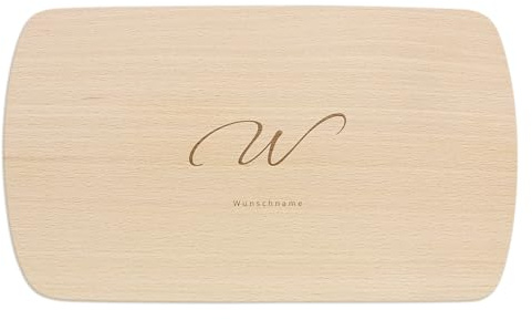 PrintPlanet® - Personalisiertes Holz-Frühstücksbrettchen mit Gravur - Schneidebrett mit Namen personalisiert - Motiv: Buchstabe