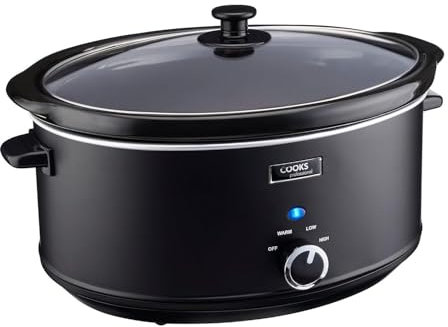 Cooks Professional Slow Cooker 3.5 Litre with Glass Lid, Cool Touch Handles, Dishwasher Safe Bowl, 2 Heat Settings & Keep Warm Function | Small One Pot Cooking Machine | Black