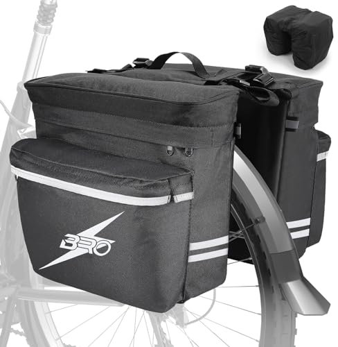 BRO wasserdichte Fahrradtasche als Doppeltasche, Fahrrad Gepäckträgertasche mit wasserdichtem Regenschutz, Fahrradtasche für E-Bikes und MTB