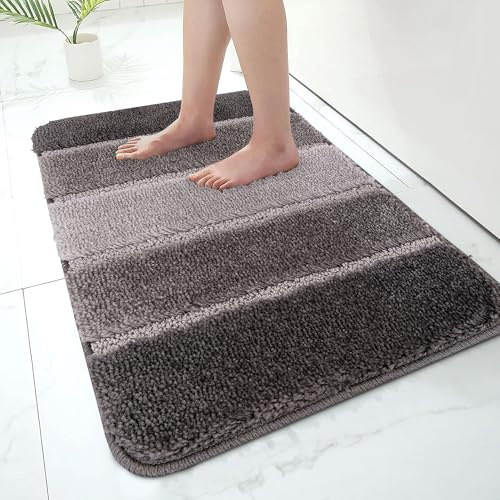 Paradise Products Bath Mat Non-Slip Bathroom Mat Super Absorbent Water | Machine-Washable rug Bath Mats | Soft Thick Microfiber Absorbent Bathroom Carpet Floor Mat (Charcoal/Grey, 60x110)