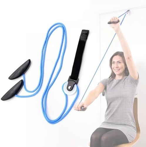 Shoulder Pulley Over The Door, Multi-Use Pulleys for Shoulder Physiotherapy/ Arm Rehabilitation/ Flexibility Stretching (Blue)