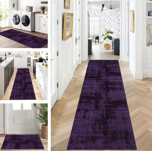 ZUZEKU Tapis de couloir, cuisine, lavable, antidérapant, 40 x 90 cm, violet, long, tapis de cuisine, couloir, salon, chambre à coucher, vendu au mètre, personnalisable