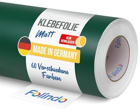 FOLINDO Möbelfolie selbstklebend matt - langlebige Möbel Klebefolie 060 Dunkelgrün 5 m x 63cm - Klebefolie Küche - selbstklebende Folie Möbel - moderne Schrankfolie versch. Größen
