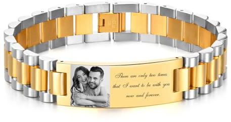 XUANPAI Armband mit Foto Armband Herren mit Gravur - Personalisiertes Partnerarmbänder mit Namen Bild Verstellbare Fotoarmband Fotogeschenk zum Geburtstag Jahrestag Weihnachten