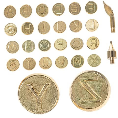 STOBOK Juego De Puntas Para Quemar Letras Alfabeto 26 Piezas Cobre Para Pirograbado Artesanos Bricolaje Madera Cumpleaños Navidad