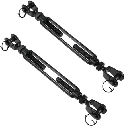 Oedema 2 Pcs M10 Turnbuckle 304 Stainless Steel Jaw and Jaw Turnbuckle Marine Turnbuckle Jaw Black Turnbuckle for Wire Rope Tension, Sun Shade Tent