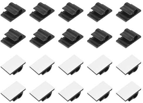 QUARKZMAN 100 Stück Selbstklebende Kabelclips Schwarzer Kabelclip Draht Halter Organizer Wand Kabelmanagement Kabelorganisation für Zuhause Schreibtisch Wand Kabelbündel