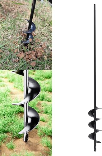 Levkitch 5cm*60cm Garden Auger Drill Bit, Length 60cm Spiral Drill Bit Garden Spiral Hole Drill for Post Hole Digger,Hex Driver Drill