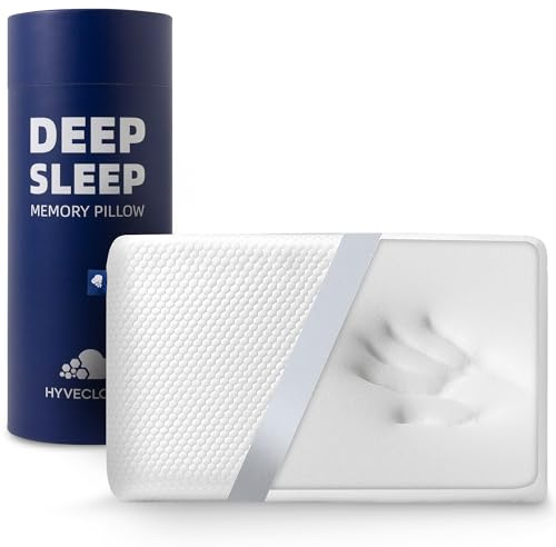 HYVECLOUD Memory Foam Bed Pillow，Adaptive Pillows for Neck Pain Relief，Medium Firm Pillow for Side,Back,and Stomach Sleepers Keep Pressure Relief to Deep Sleep, 24 * 16 * 5 Inches, Standard