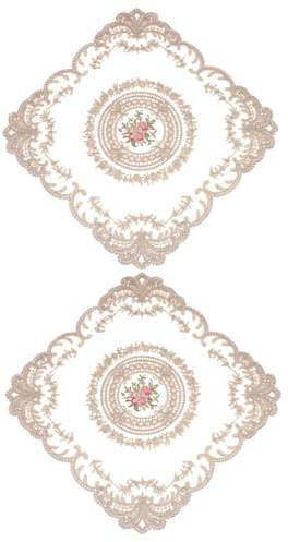 QUARKZMAN 2 Stück Retro Spitzenplatzset 30x30 cm Quadratische bestickte Tischsets Französische Häkeldeckchen Untersetzer Tassenmatte für Zuhause Hochzeit, Grau Braun | CM Quadratische Bestickte Tischsets Französische Häkeldeckchen Untersetzer Tassenmatte Zuhause Hochzeit