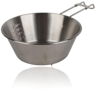 HERCHR Ciotola pieghevole in acciaio inossidabile, manico pieghevole da 300 ml pentola da cottura da campeggio multiuso ciotola da picnic portatile per picnic barbecue