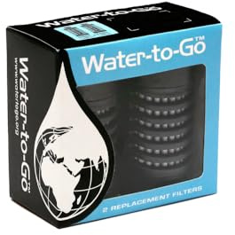 Water-TO-GO Ersättningsfilter set om 2 – 3-i-1 högpresterande filter för alla vatten-to-go-flaskor | tar bort upp till 99,999 % av alla bakterier, virus, klor, fluor, aluminium och tungmetaller