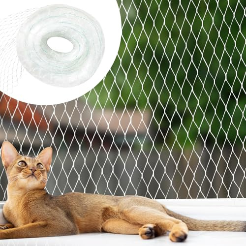 JIEBAO Katzennetz für Balkon, 10x3m Transparentes Katzenschutznetz, Biss-und reißfestes, Wetterfest, Balkonnetze für Katzen zur Absicherung von Terrasse, Fenster und Türen