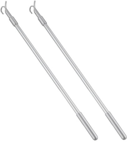 Amosfun 2pcs Aluminum Telescoping Curtain Pull Rods with Hook Adjustable Window Blind Wands for Home and Office Weatherproof Blinds Draw Rods Replacement Accessory