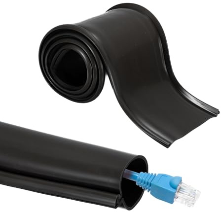 sourcing map 3.3ft Cable Management Sleeve, 1 3/8 Inch ID Flexible Cord Wires Hider Cover Insulation Snap-fit Protector for Substation, High-voltage Electrical Networks, Black
